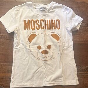 Moschino Kids White Tee with Brown Bear Design